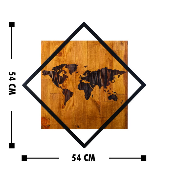 Wallity World 2 - Accesorio decorativo de pared en madera y metal nogal y negro Wallity World 2 - Accesorio decorativo de pared en madera y metal nogal y negro